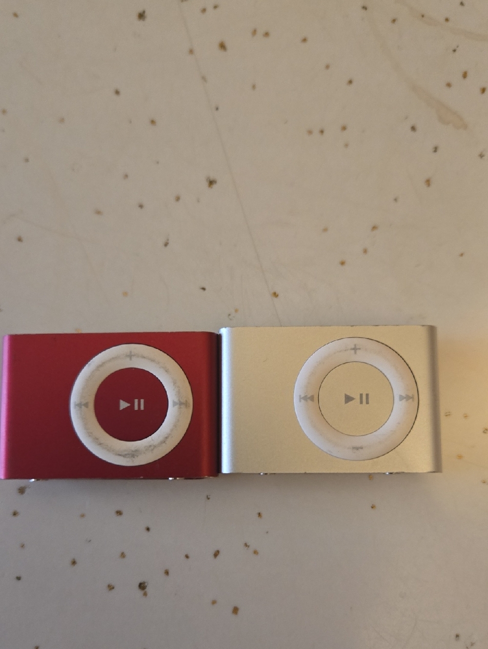Pair of iPod Shuffle MP3 Players - Pink & Silver